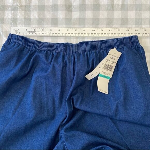 Alfred Dunner trouser pants jeans straight high rise elastic waist stretch 16 - Picture 6 of 8